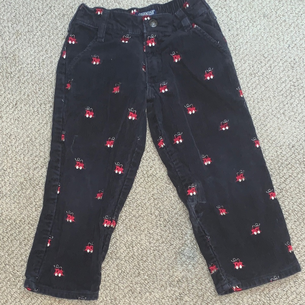 OshKosh B'gosh Black Corduroy Kids Pants with Red Car Design size 3T